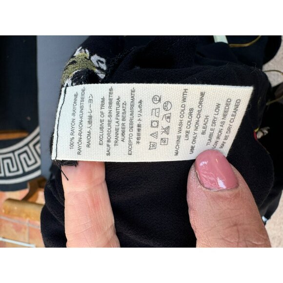 Free People Black Floral V-Neck Dress Bell Sleeves Boho Cottage Core Feminine - Picture 11 of 13